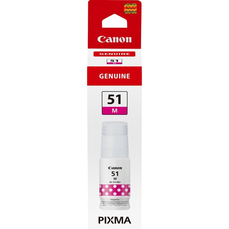 Serbatoio inchiostro Magenta GI-51 M Serbatoio inchiostro MagentaCapacità 7.700 pagine, Contenuto: 70mlCompatibilità: G1520, G1530, G2520, G2560, G2570, G3520,