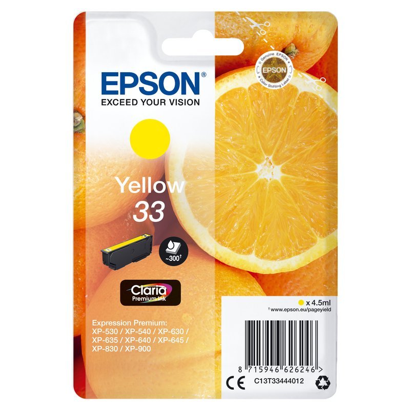 Epson Oranges 33 Claria Premium Single Yellow Ink