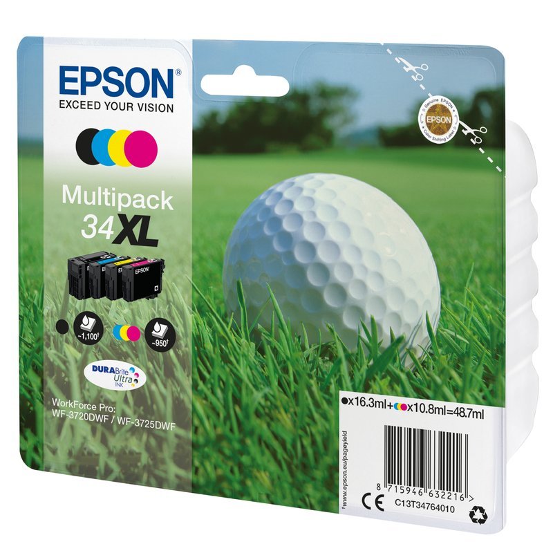 Epson Golf ball Multipack 4 colori DURABrite Ultra Pallina da golf 34XL
