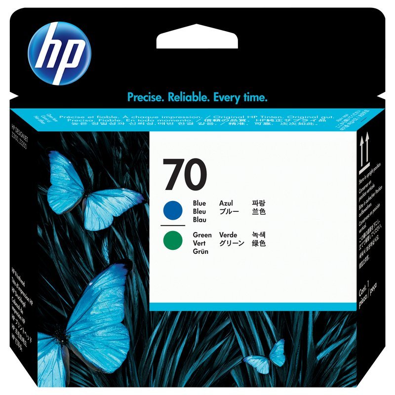 Testina di stampa HP 70, azzurro e verde